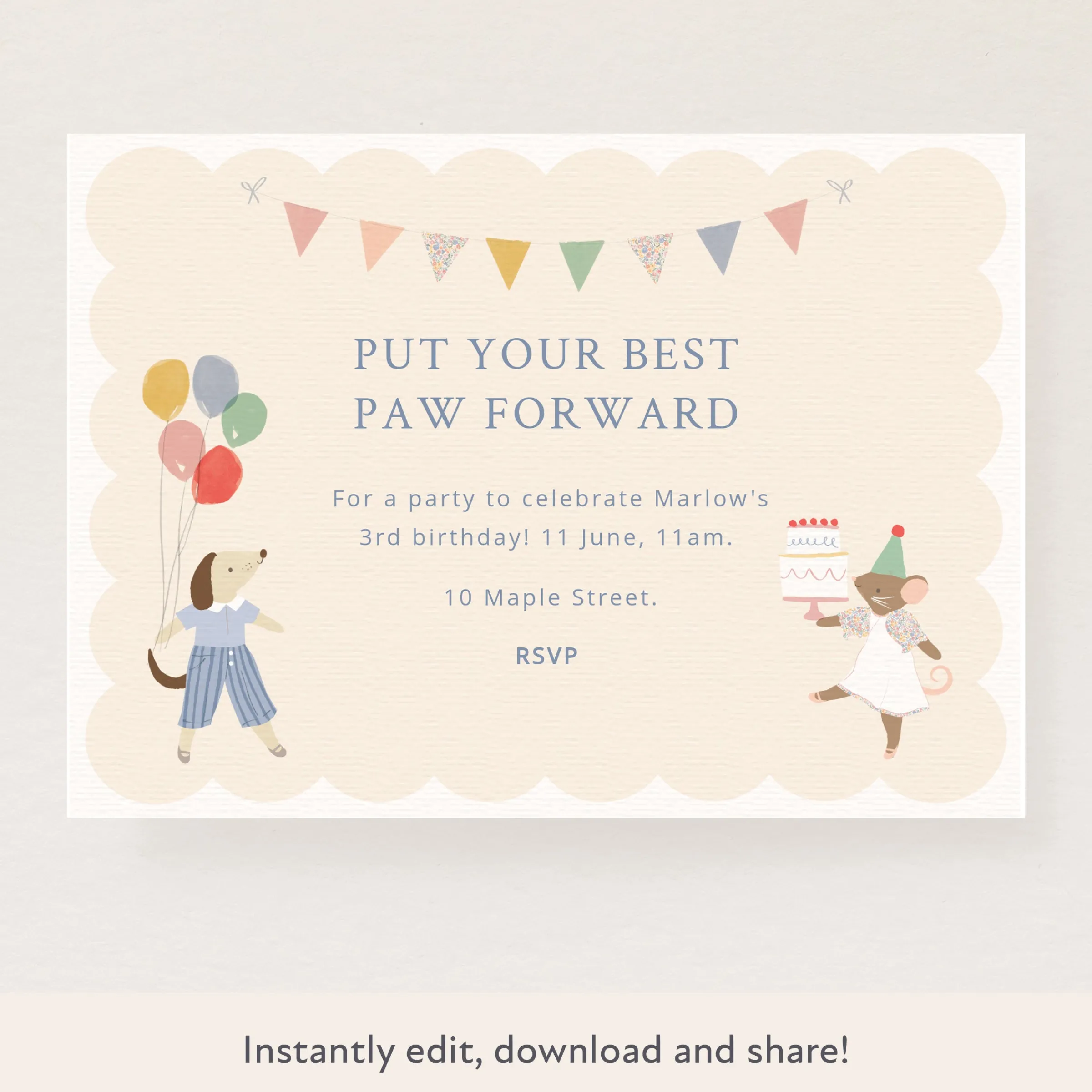 Animal Friends Download & Print Invitation>Meri Meri Sale