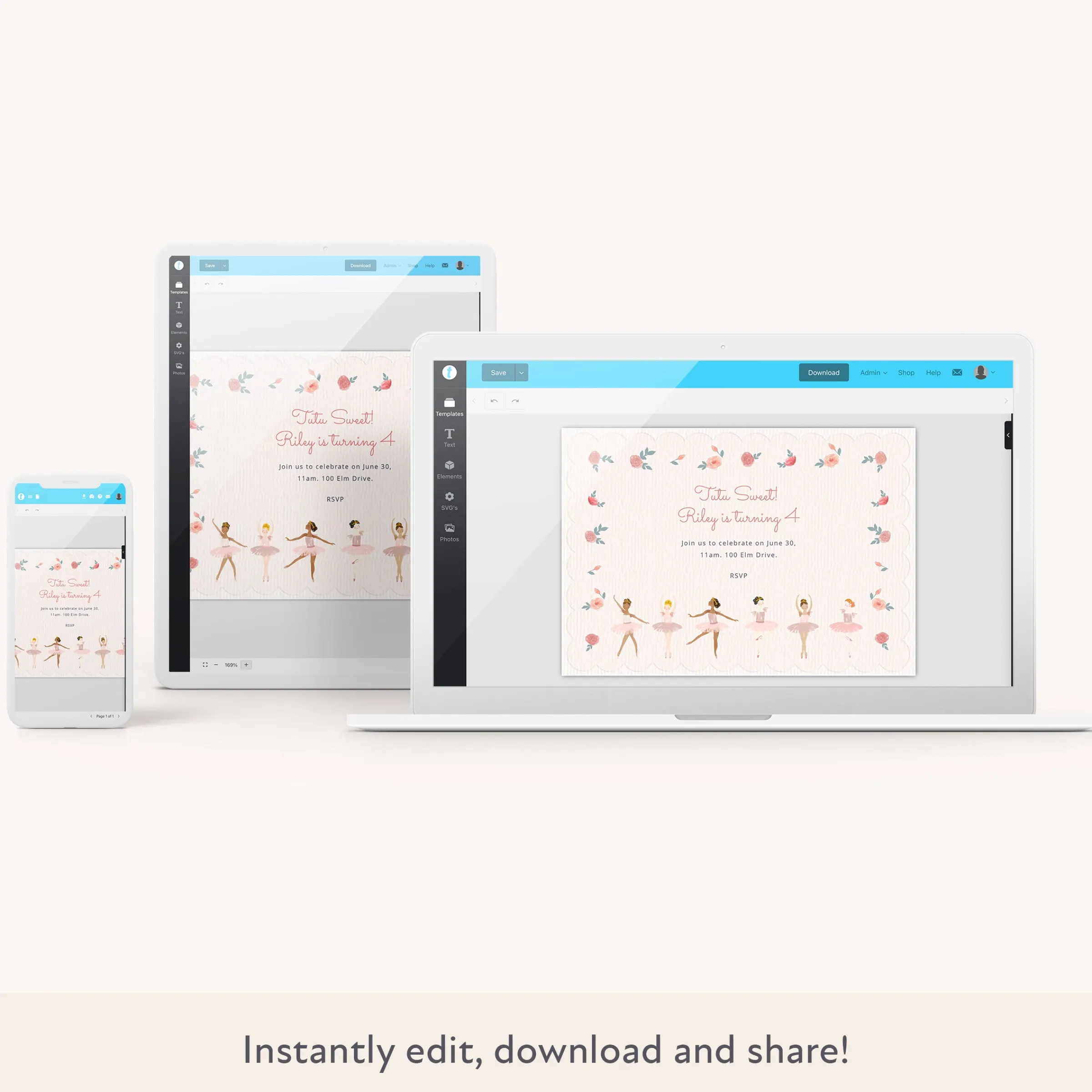 Ballet Download & Print Invitation>Meri Meri Discount