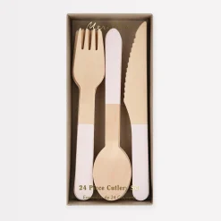 Ballet Slipper Pink Wooden Cutlery Set (x 24)>Meri Meri Clearance