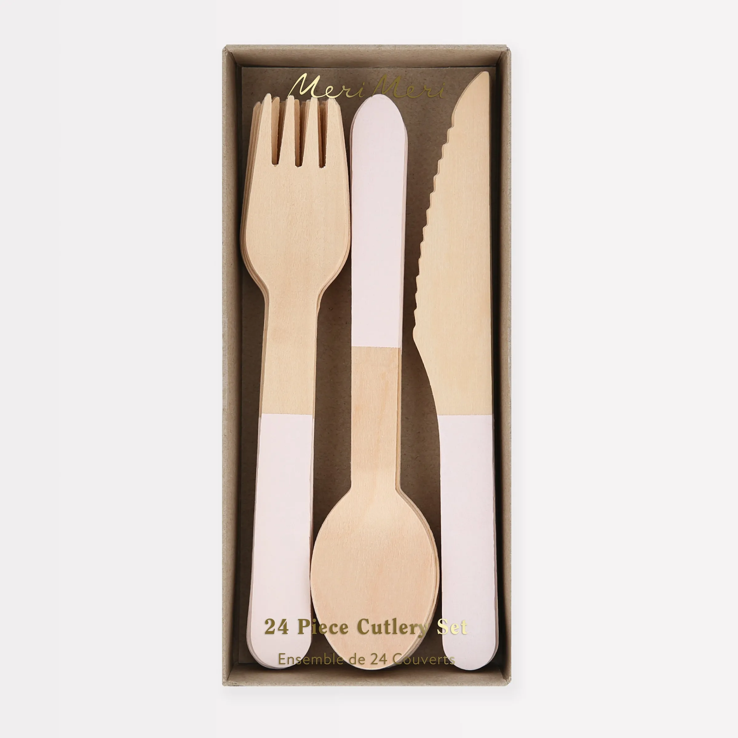 Ballet Slipper Pink Wooden Cutlery Set (x 24)>Meri Meri Clearance