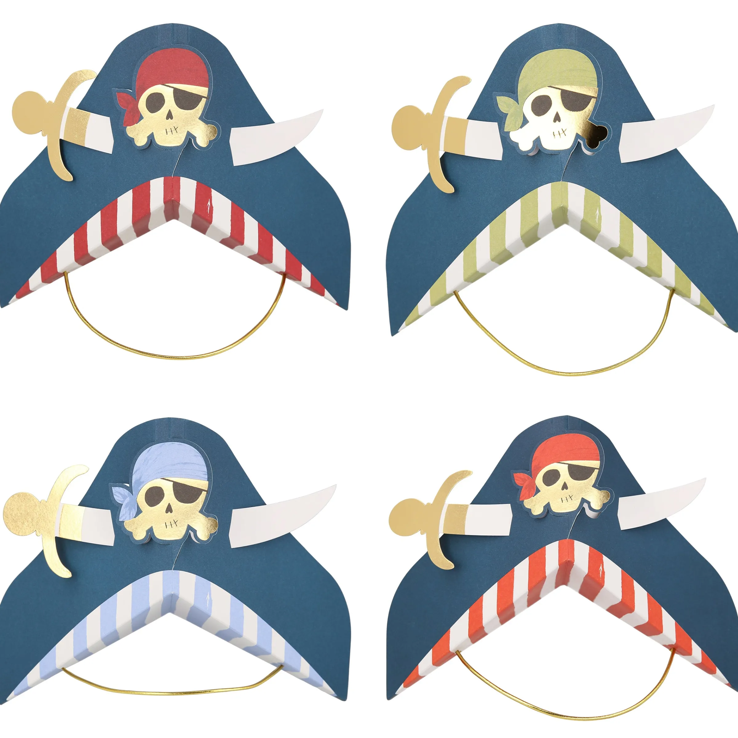 Blue Pirate Party Hats (x 8)>Meri Meri Online