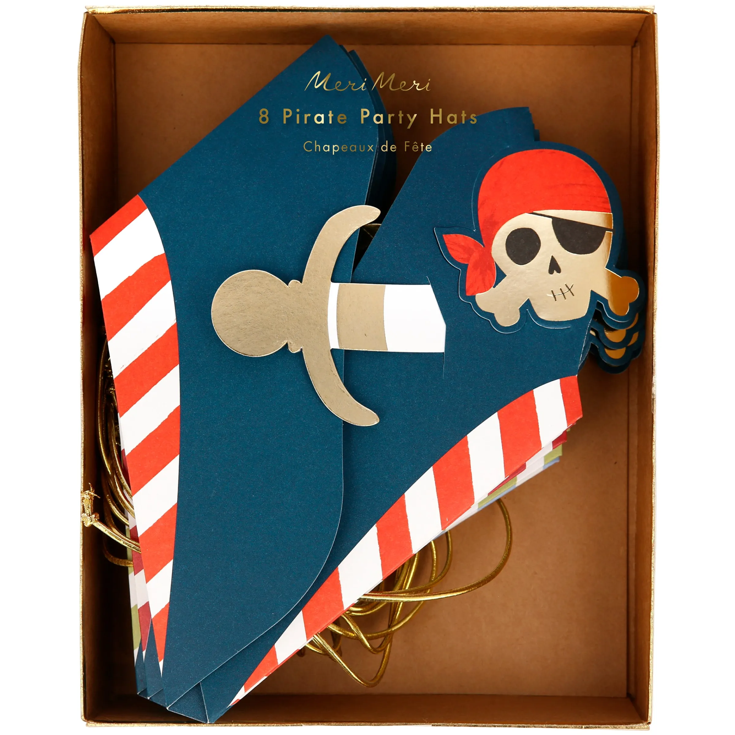 Blue Pirate Party Hats (x 8)>Meri Meri Online