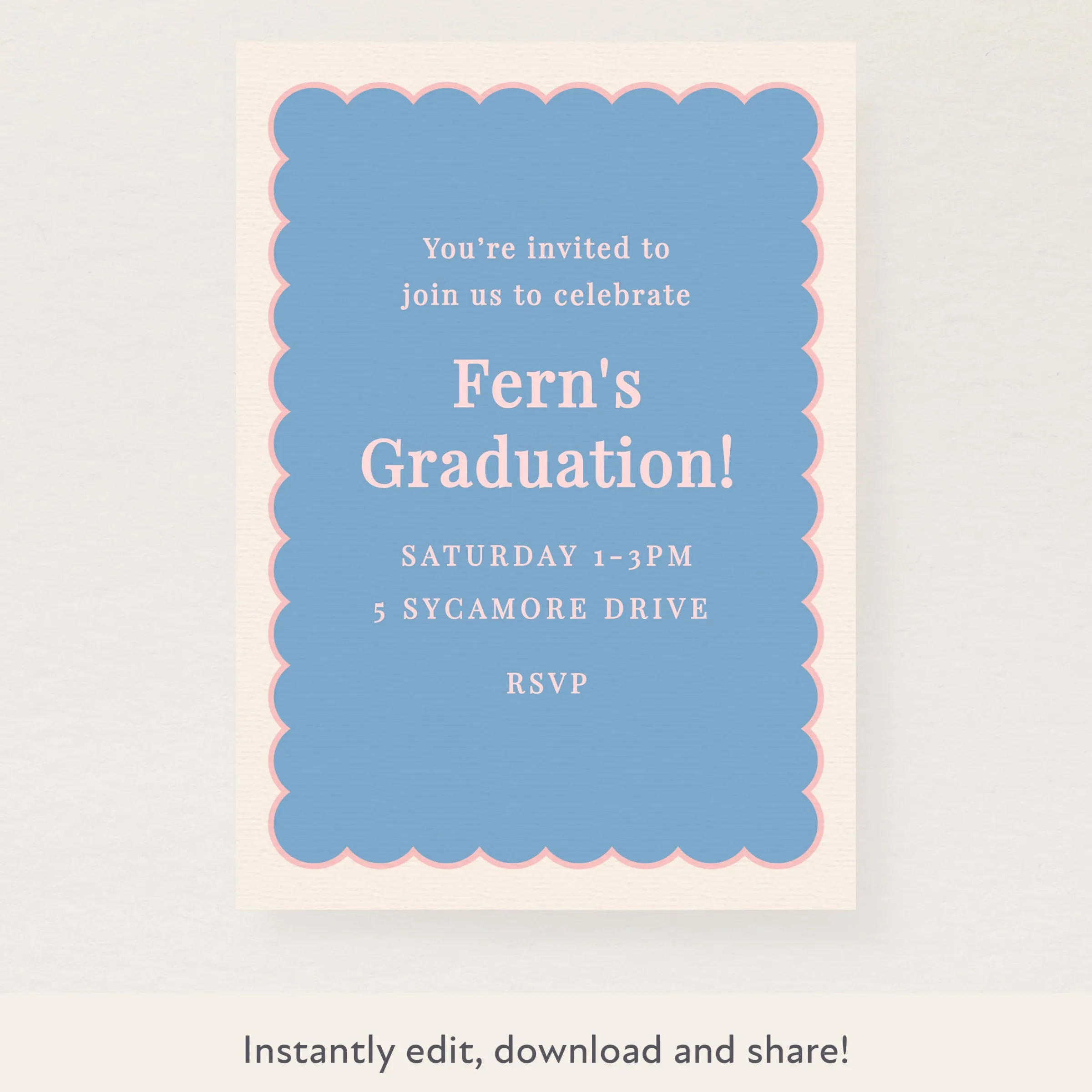 Blue Scallop Download & Print Invitation>Meri Meri Best