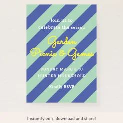 Blue/Mint Fun Stripe Download & Print Invitation>Meri Meri Best