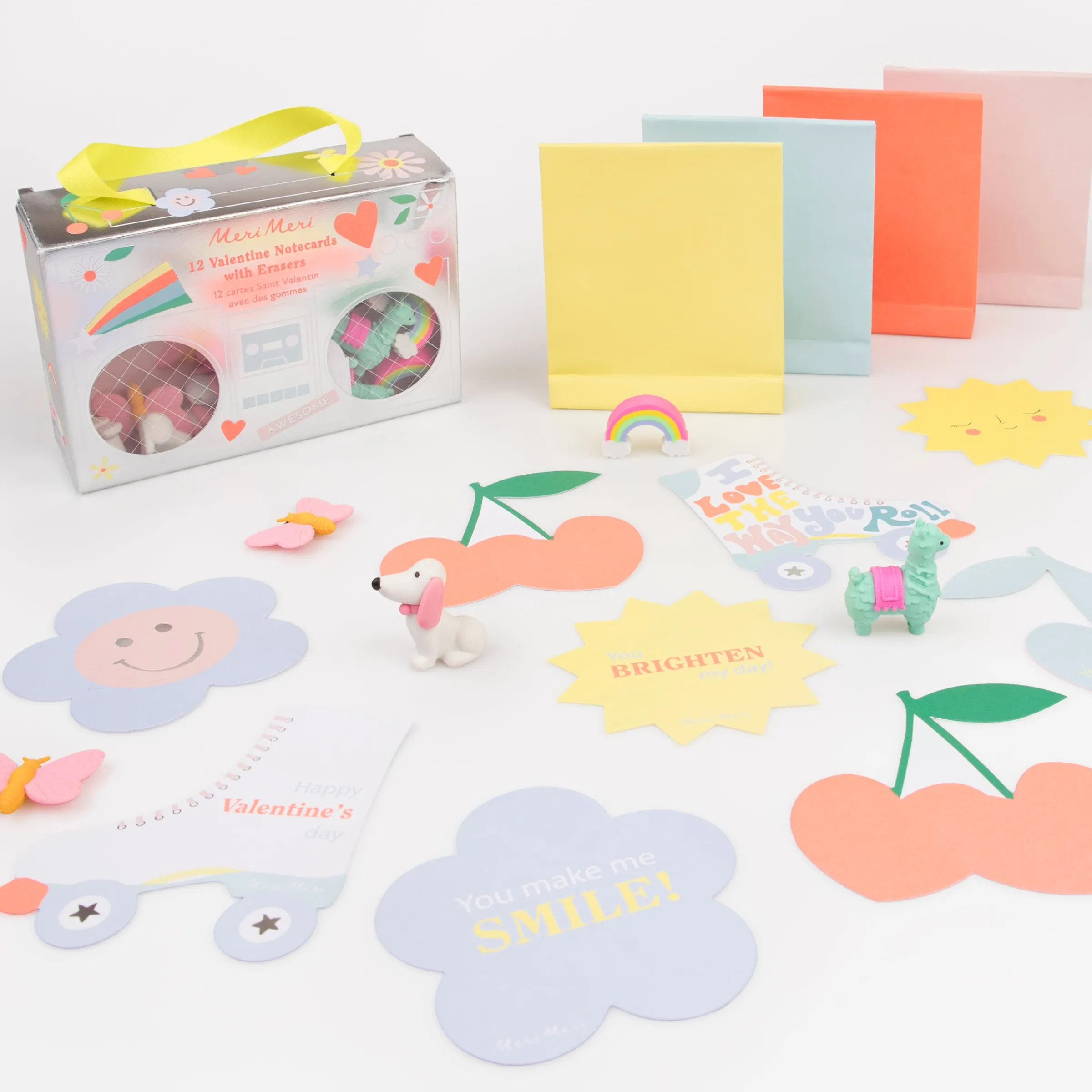 Boom Box Kids Valentine's Cards & Erasers Set (x 12)>Meri Meri Sale