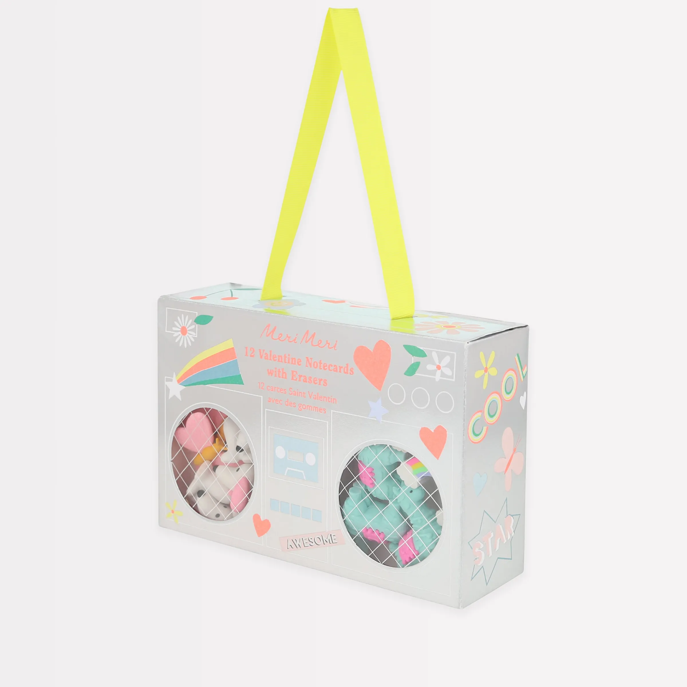 Boom Box Kids Valentine's Cards & Erasers Set (x 12)>Meri Meri Sale