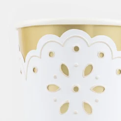 Broderie Anglaise Lace White Cups (x 8)><noscript><img width=