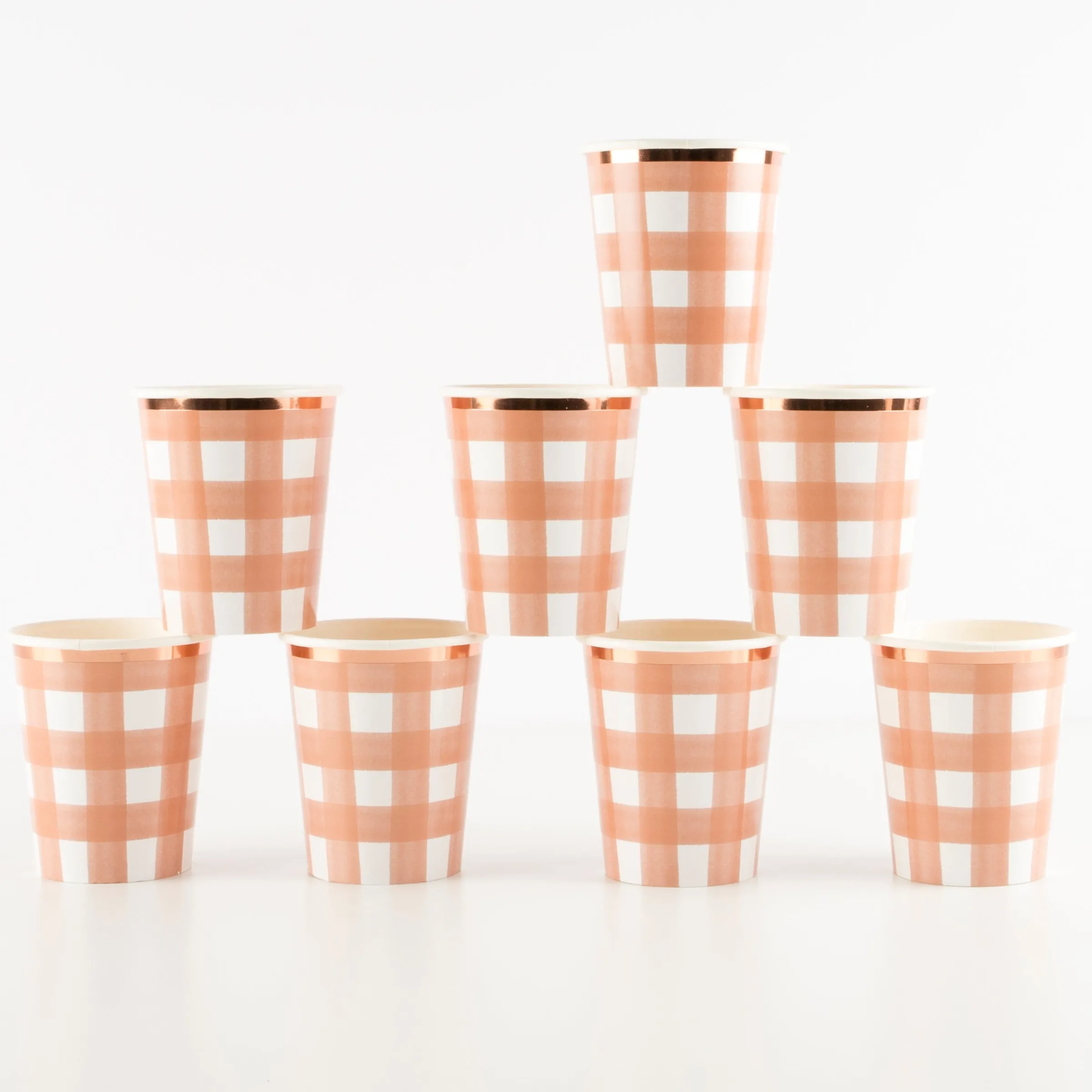 Burnt Orange Gingham Cups (x 8)>Meri Meri Best