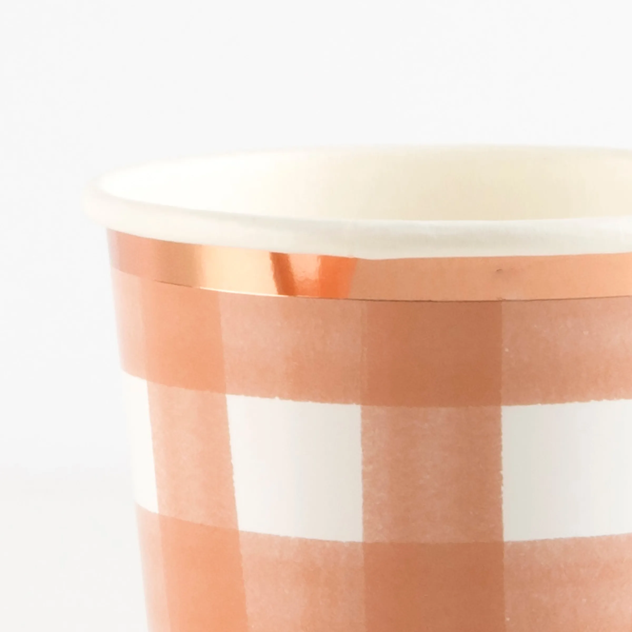 Burnt Orange Gingham Cups (x 8)>Meri Meri Best