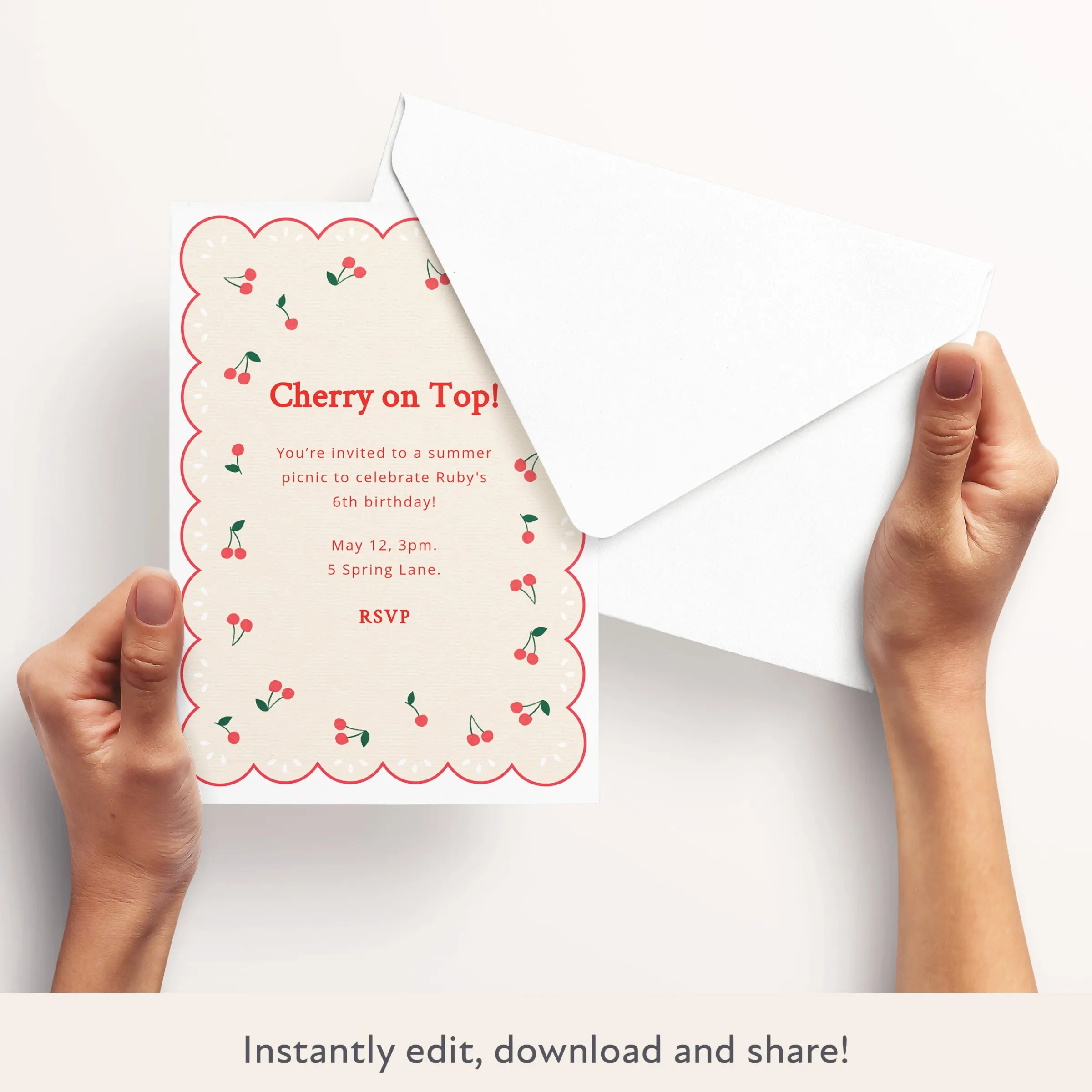 Cherries Download & Print Invitation>Meri Meri Best