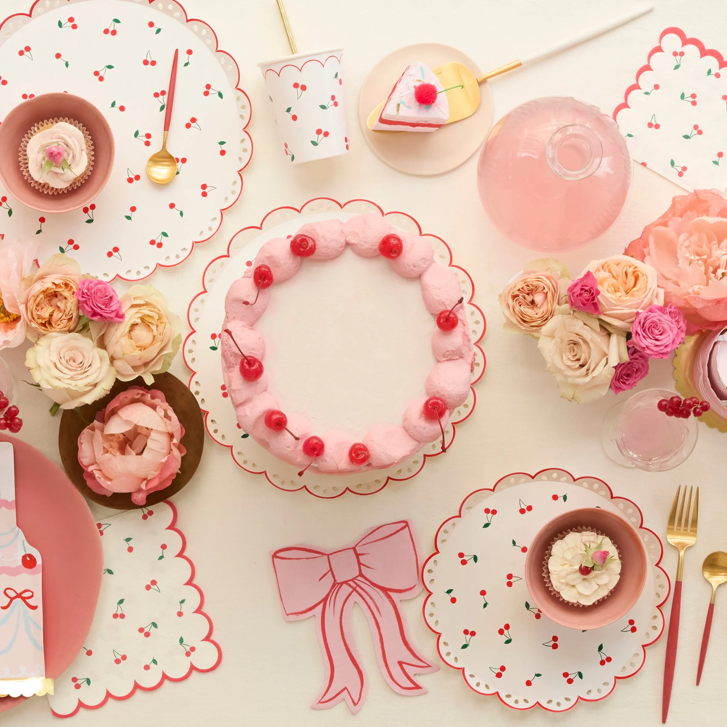 Cherry Pattern Side Plates (x 8)>Meri Meri Sale