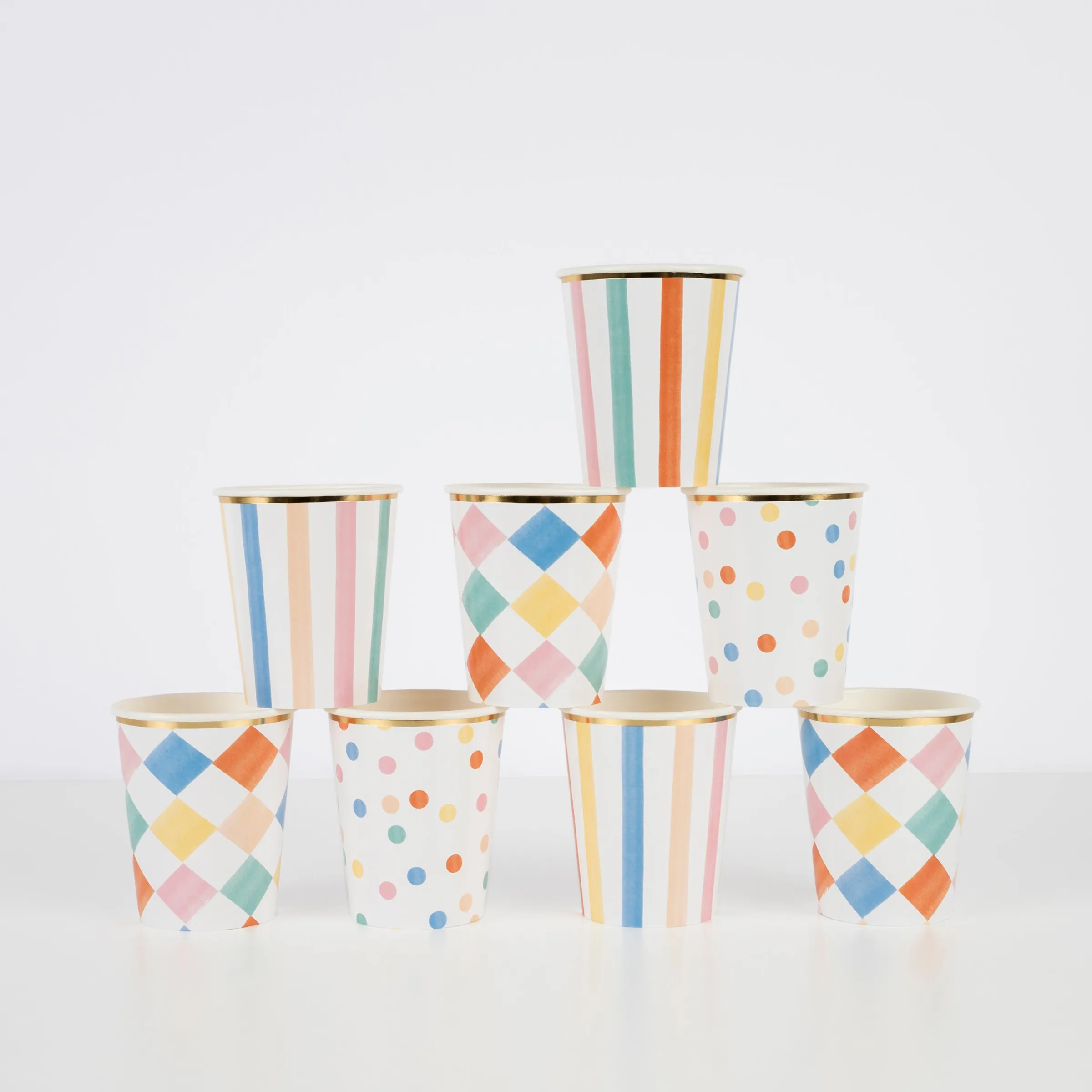 Colorful Pattern Cups (x 8)>Meri Meri Fashion