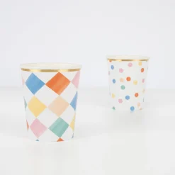 Colorful Pattern Cups (x 8)><noscript><img width=