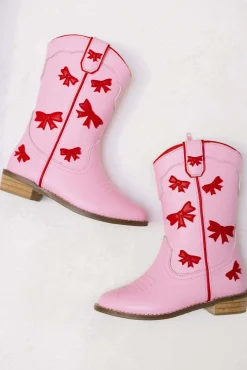 Cowgirl Red + Pink Bow Boots><noscript><img data-lazyloaded=