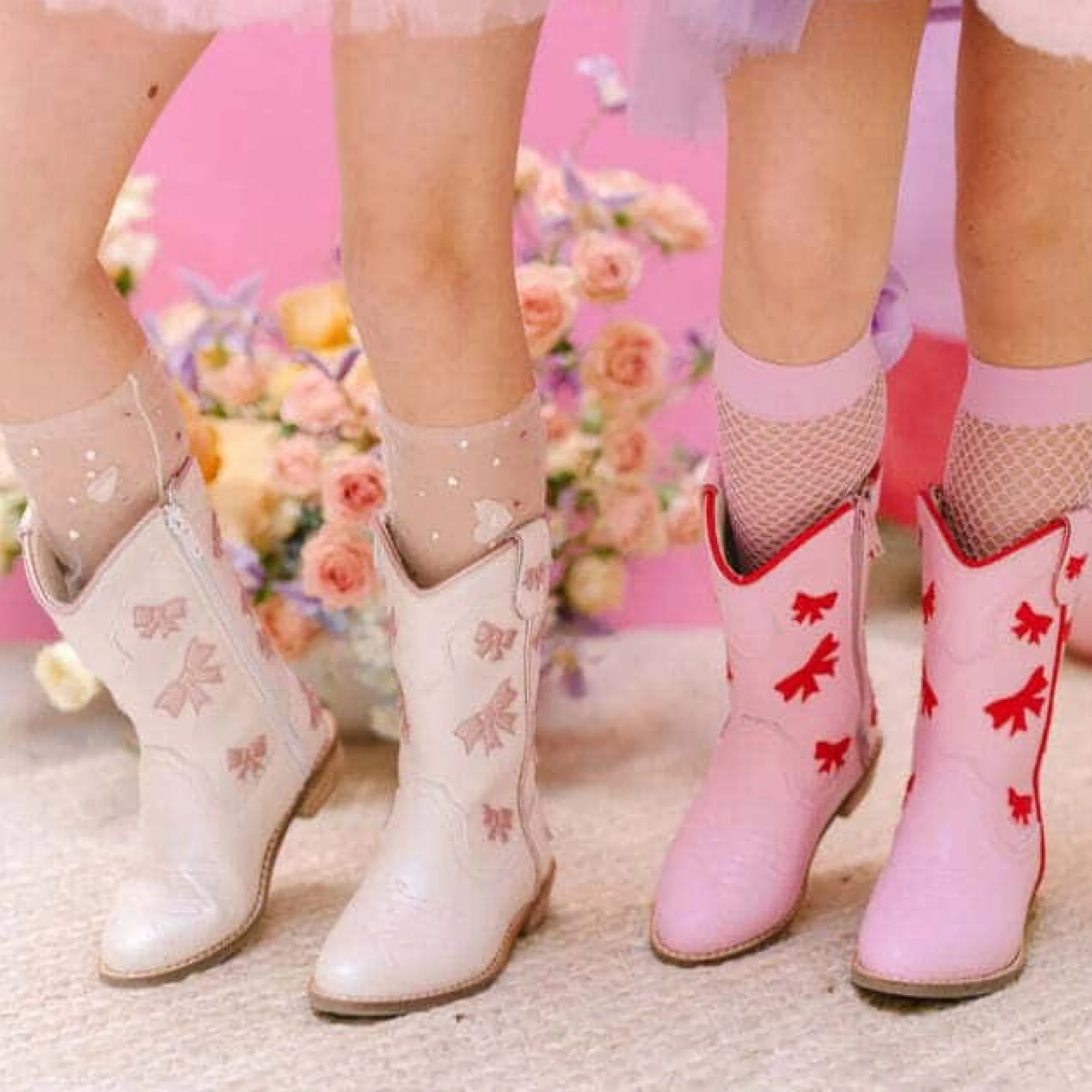 Cowgirl Red + Pink Bow Boots>Meri Meri Online