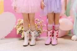 Cowgirl Red + Pink Bow Boots><noscript><img data-lazyloaded=