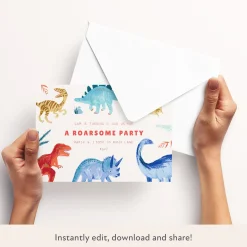 Dinosaur Download & Print Invitation><noscript><img width=