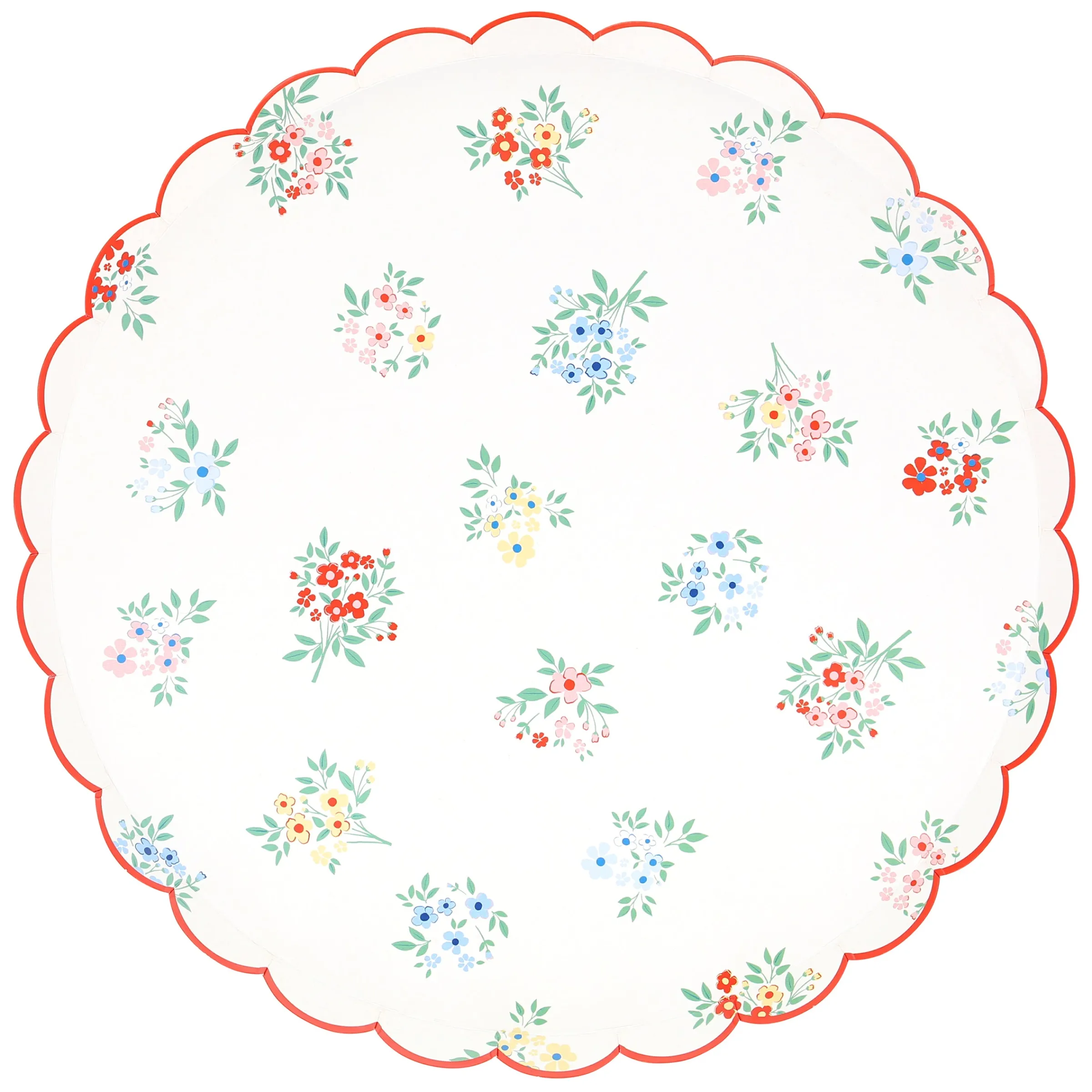 Ditsy Posy Scalloped Dinner Plates (x 8)>Meri Meri Fashion