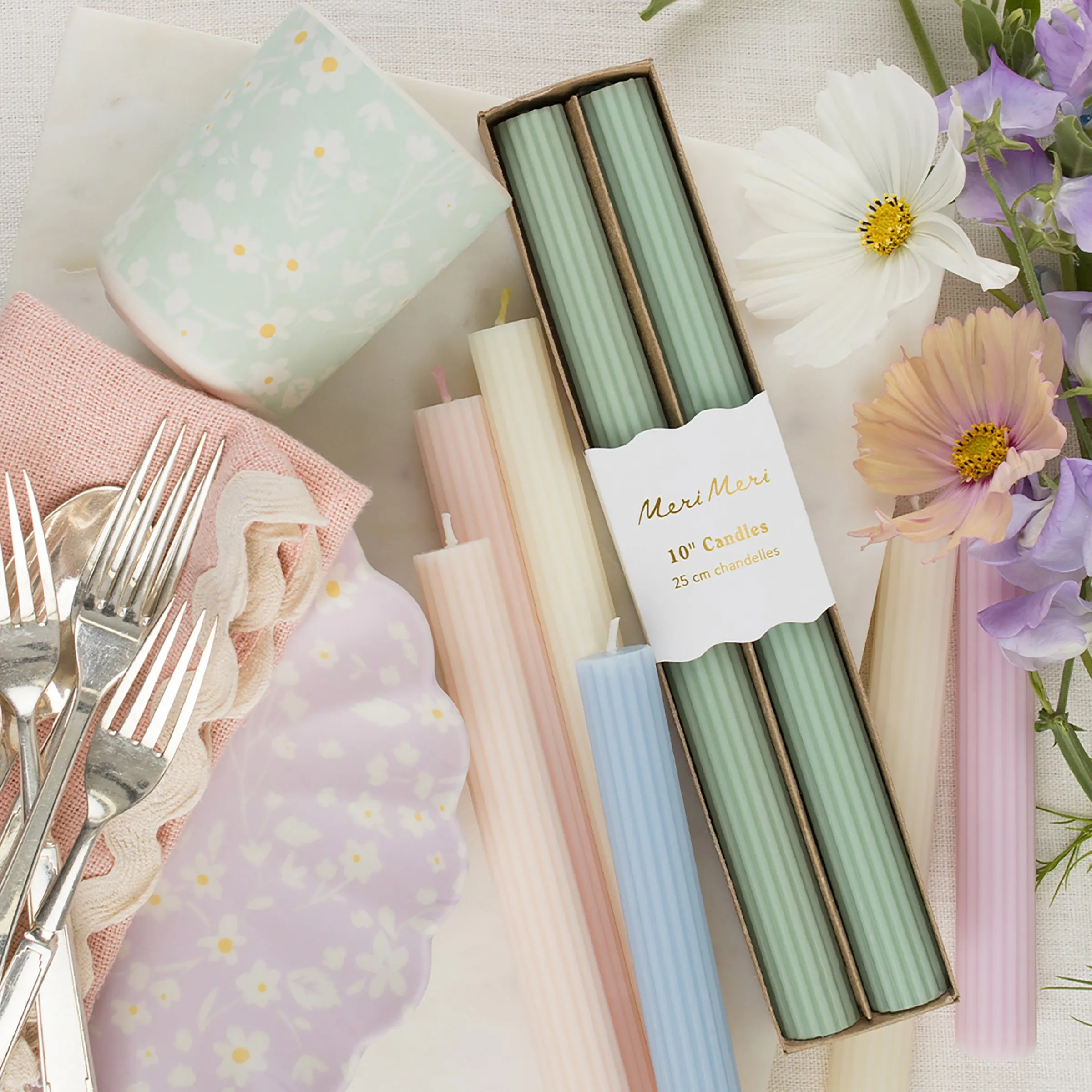 Dusty Lilac Table Candles (x 2)>Meri Meri Online