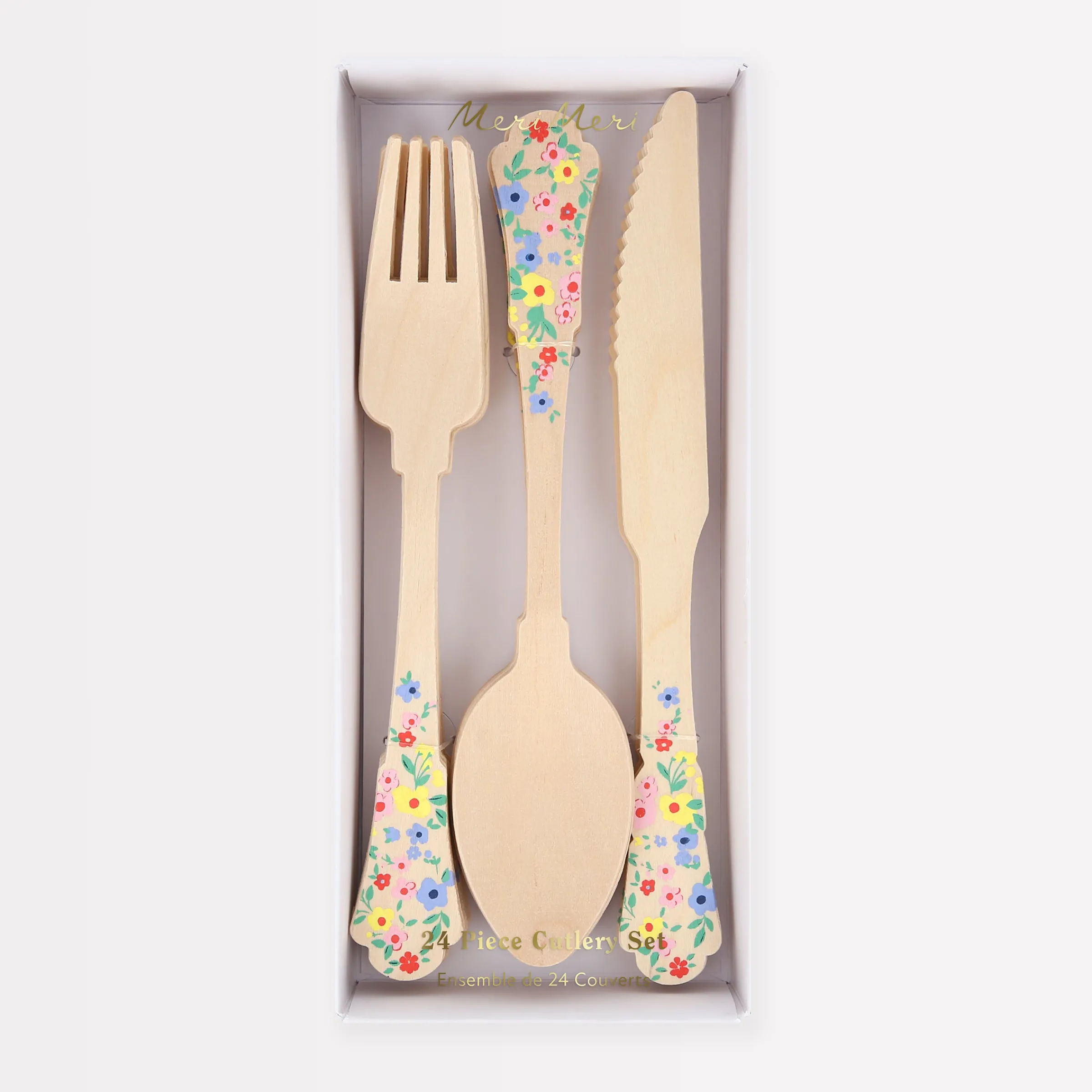 Elegant Floral Wooden Cutlery Set (x 24)>Meri Meri Discount