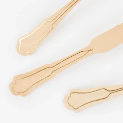 Elegant Gold Foil Detail Wooden Cutlery Set (x 24)><noscript><img width=