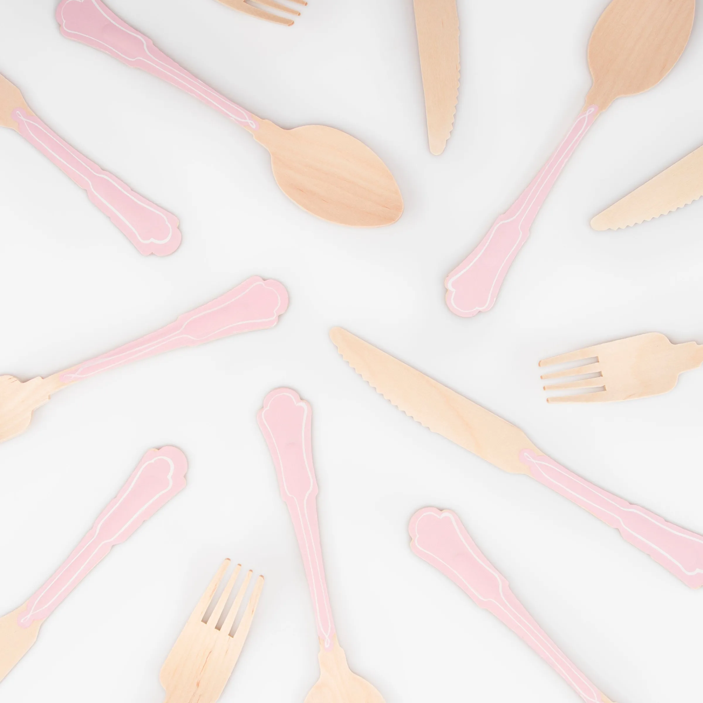 Elegant Pink Wooden Cutlery Set (x 24)>Meri Meri Best