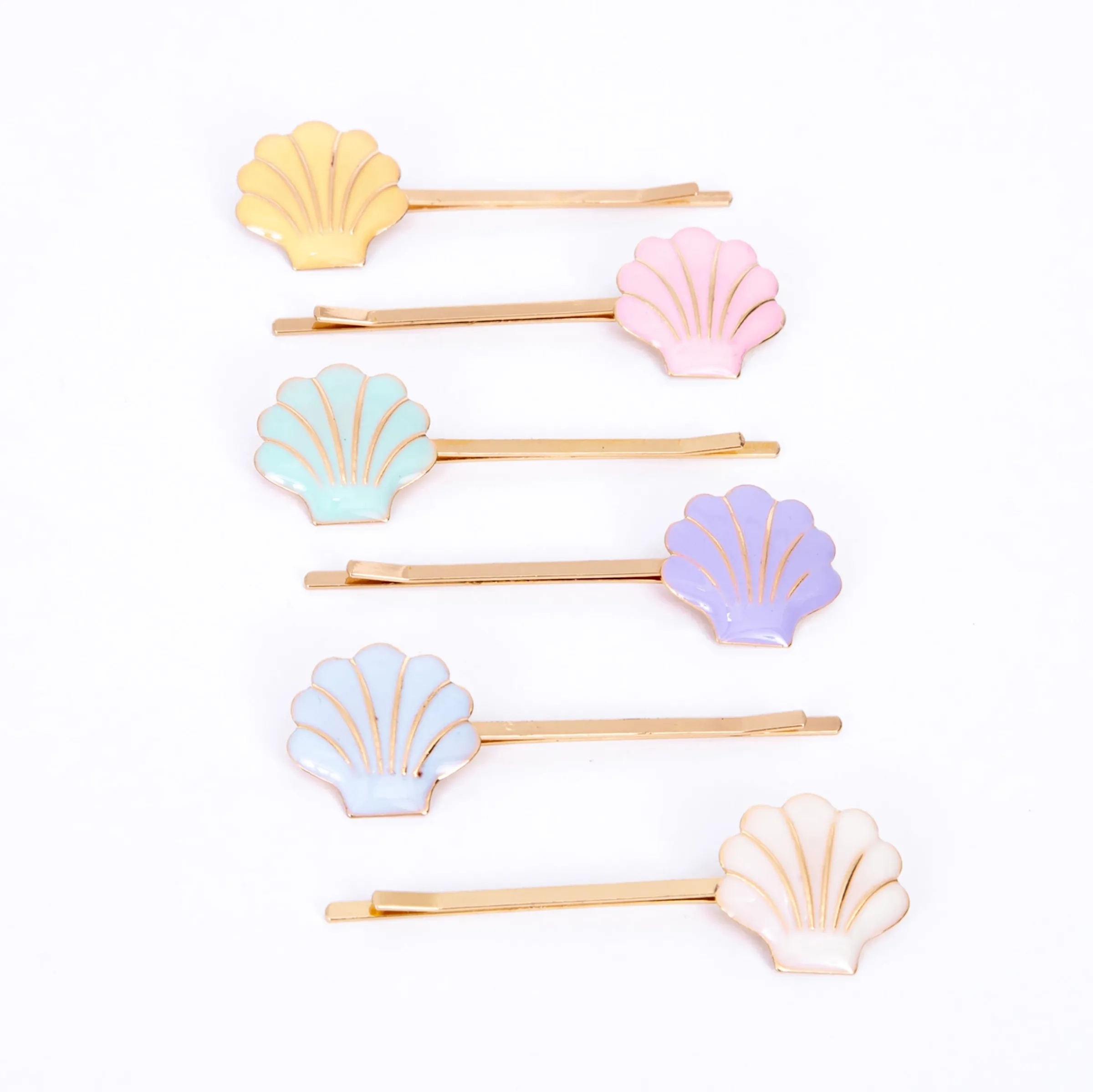 Enamel Shell Hair Slides (x 6)>Meri Meri New