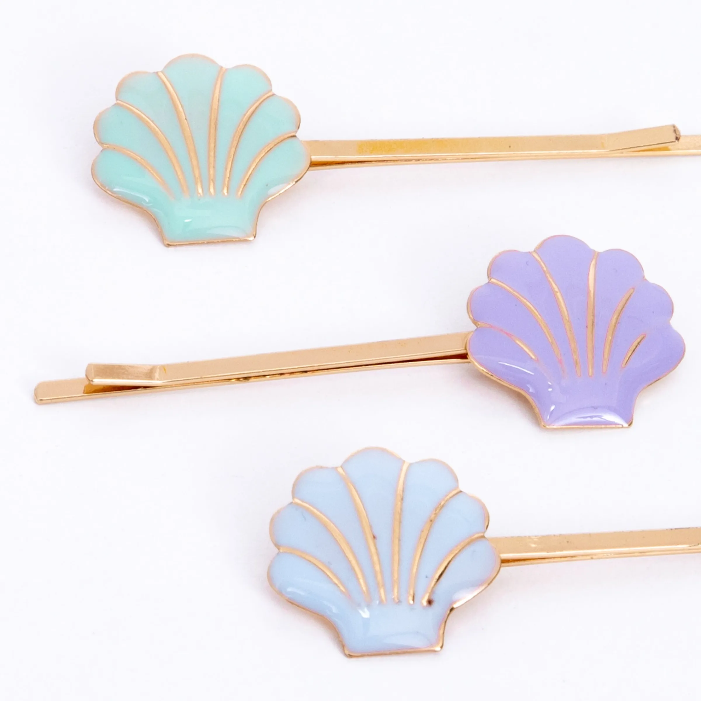Enamel Shell Hair Slides (x 6)>Meri Meri New