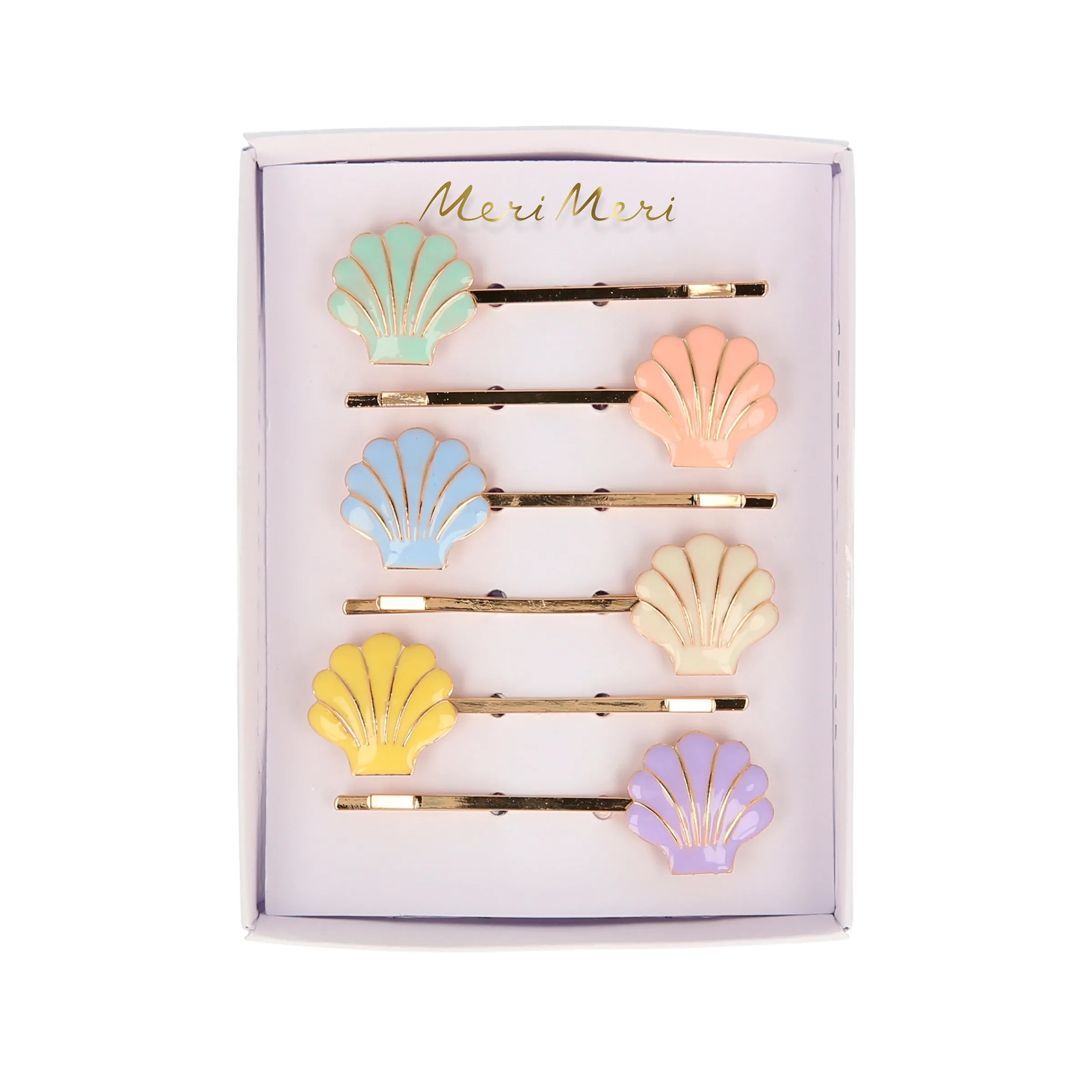 Enamel Shell Hair Slides (x 6)>Meri Meri New