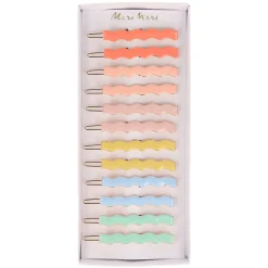 Enamel Wavy Hair Clips (x 12)>Meri Meri New