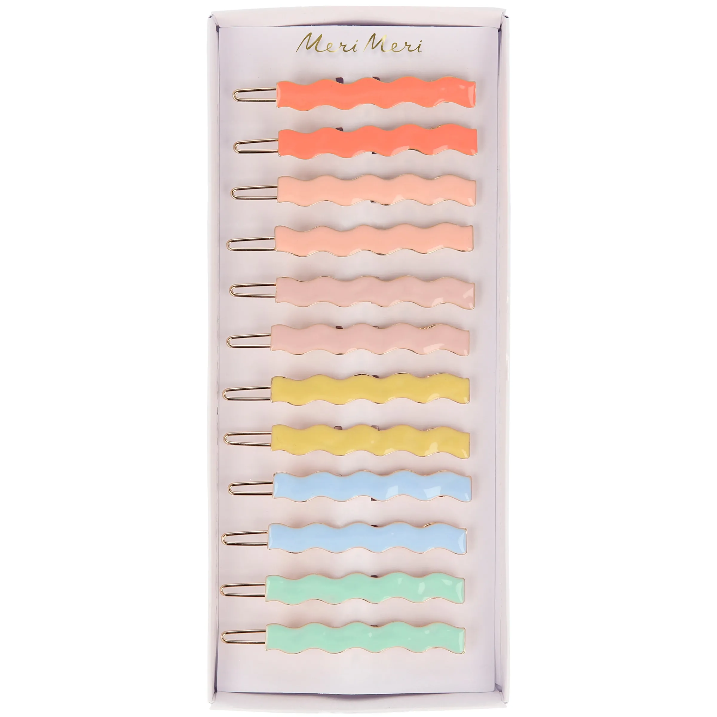 Enamel Wavy Hair Clips (x 12)>Meri Meri New
