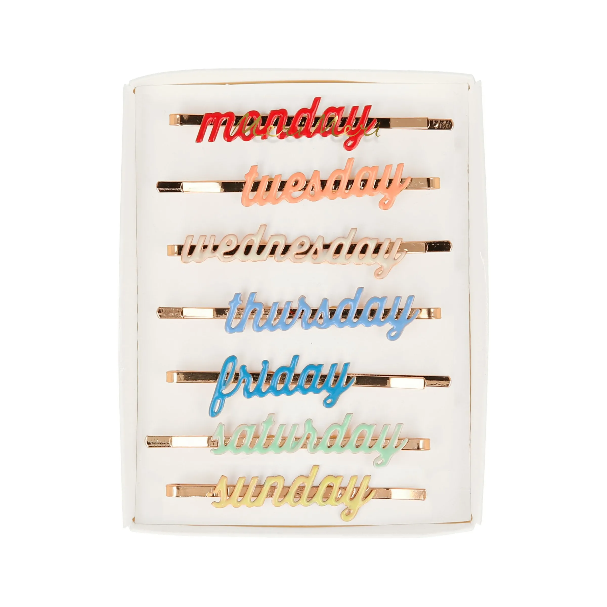 Enamel Week Day Hair Slides (x 7)>Meri Meri Hot