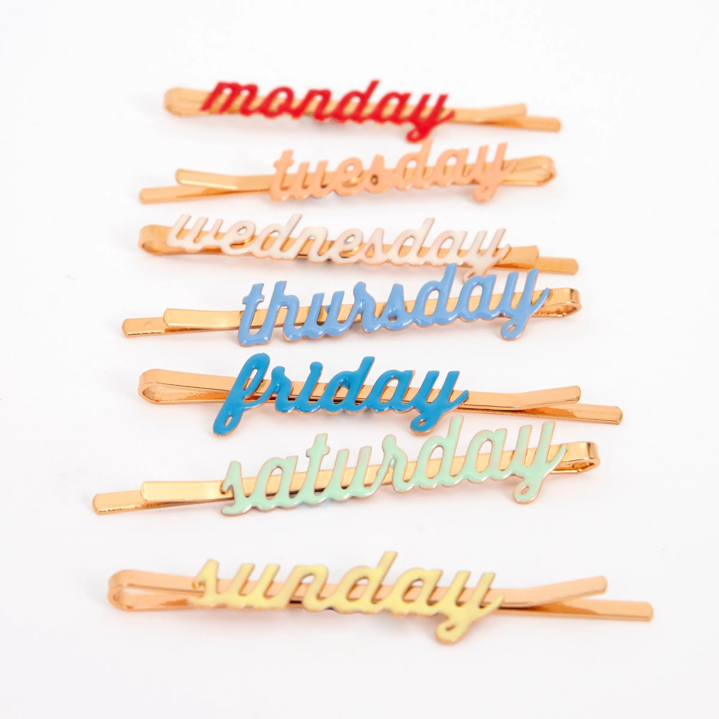 Enamel Week Day Hair Slides (x 7)>Meri Meri Hot