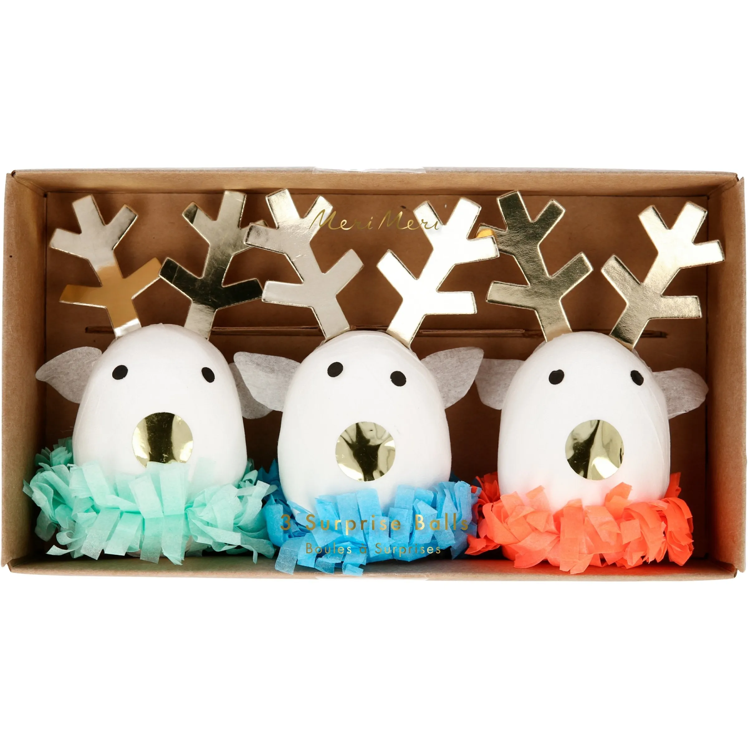 Festive Reindeer Surprise Balls (x 3)>Meri Meri Best