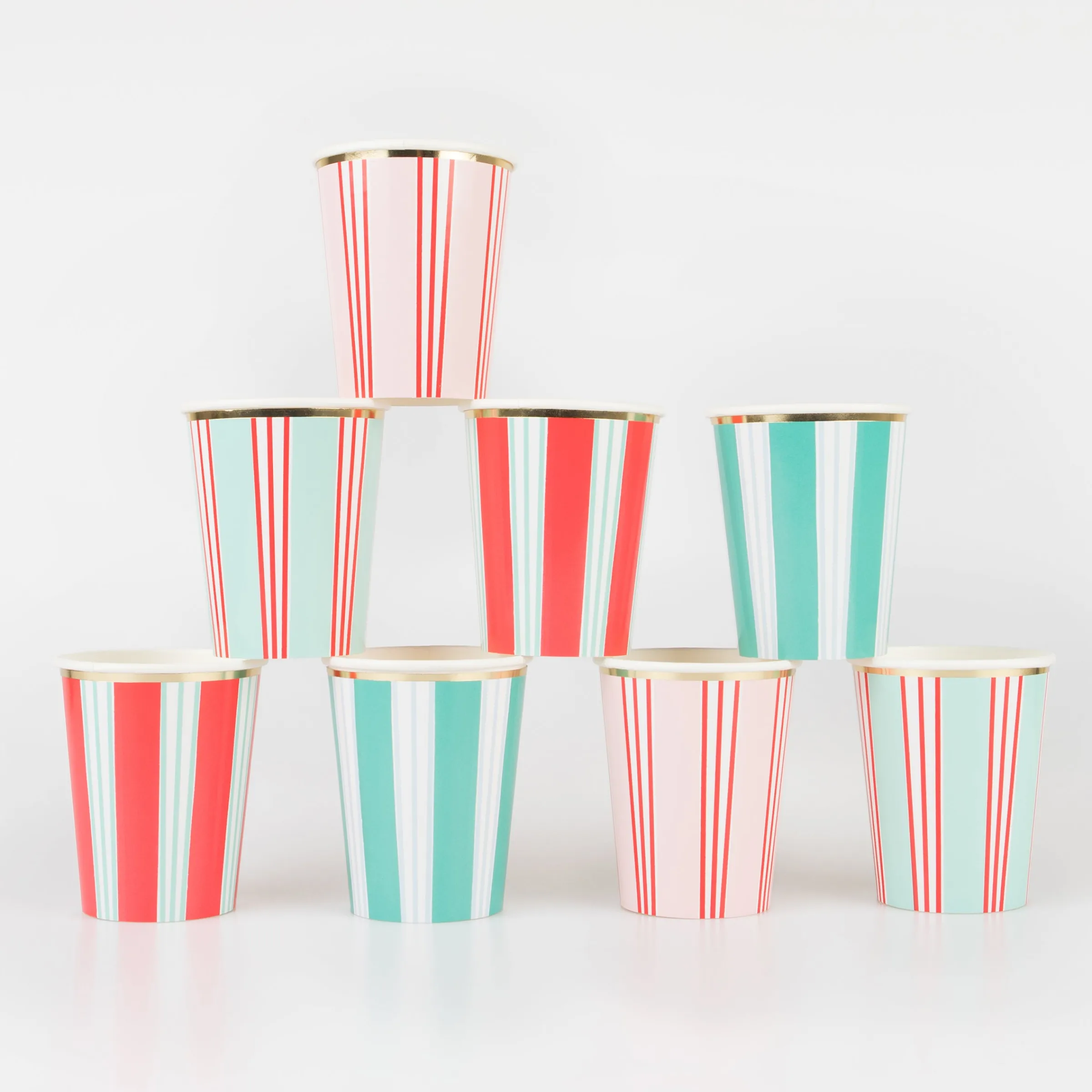 Festive Stripe Cups (x 8)>Meri Meri Clearance