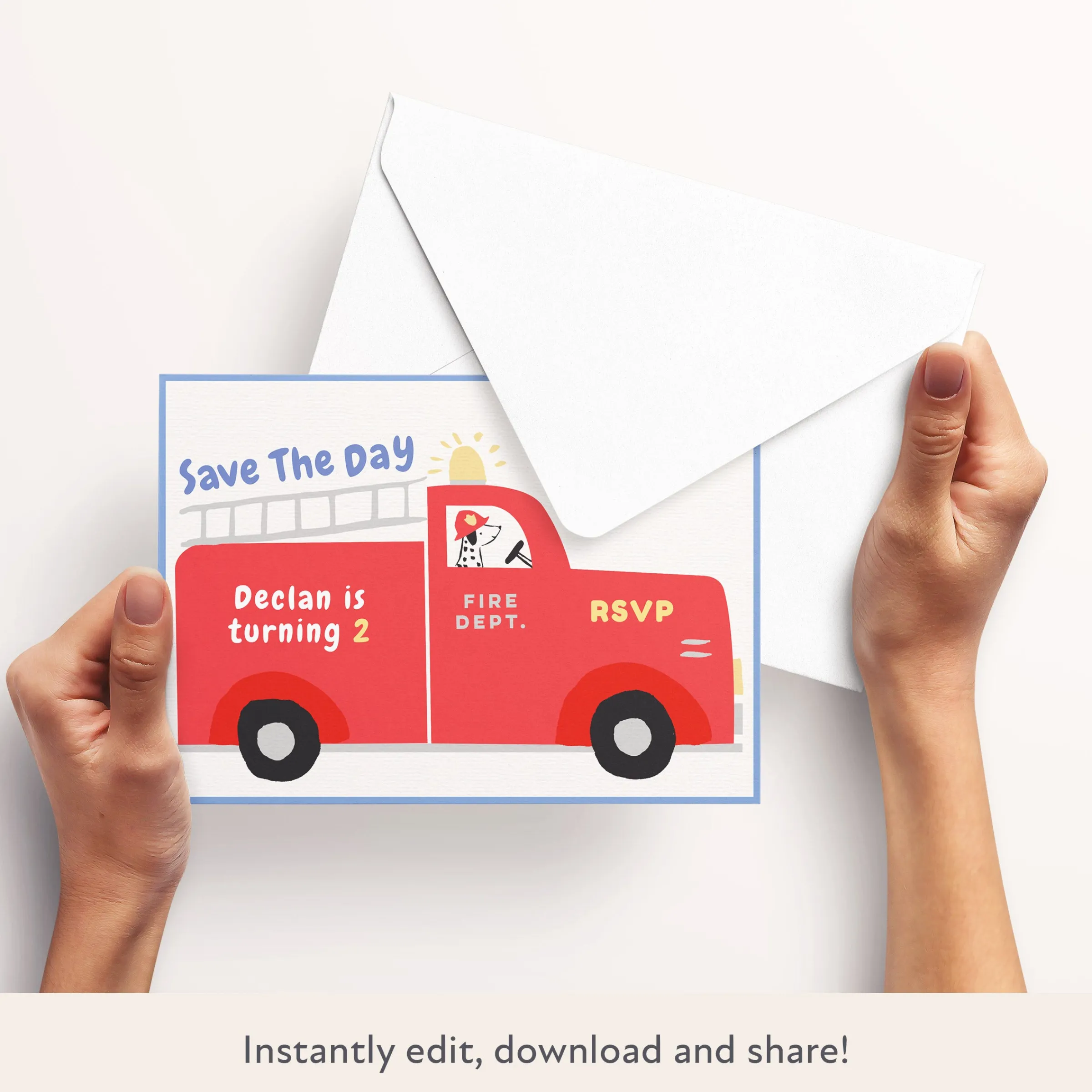 Fire Truck Download & Print Invitation>Meri Meri Sale
