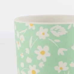 Floral Reusable Bamboo Cups (x 6)><noscript><img width=