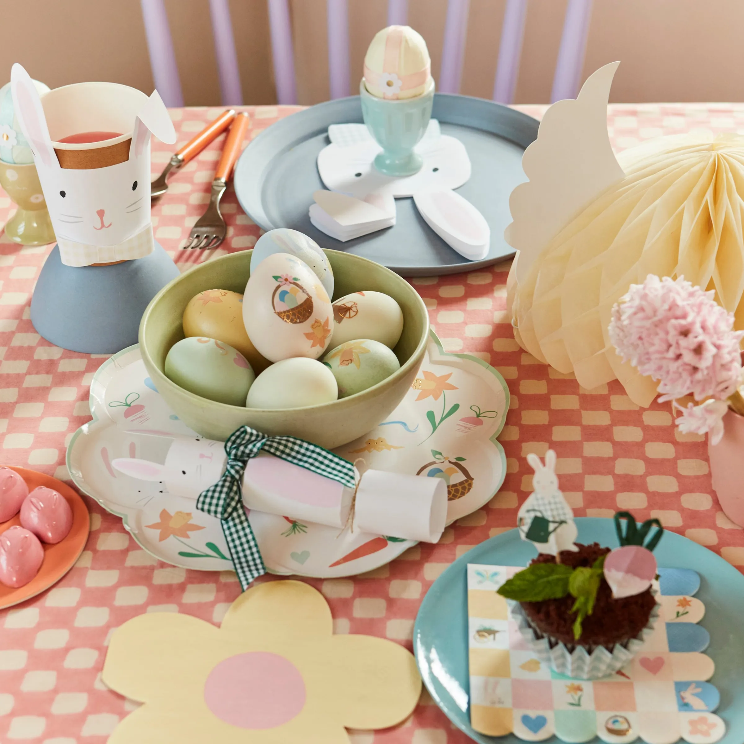Gingham Bow Bunny Crackers (x 6)>Meri Meri Sale