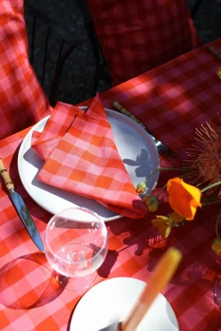 Gingham Guava Tablecloth><noscript><img data-lazyloaded=