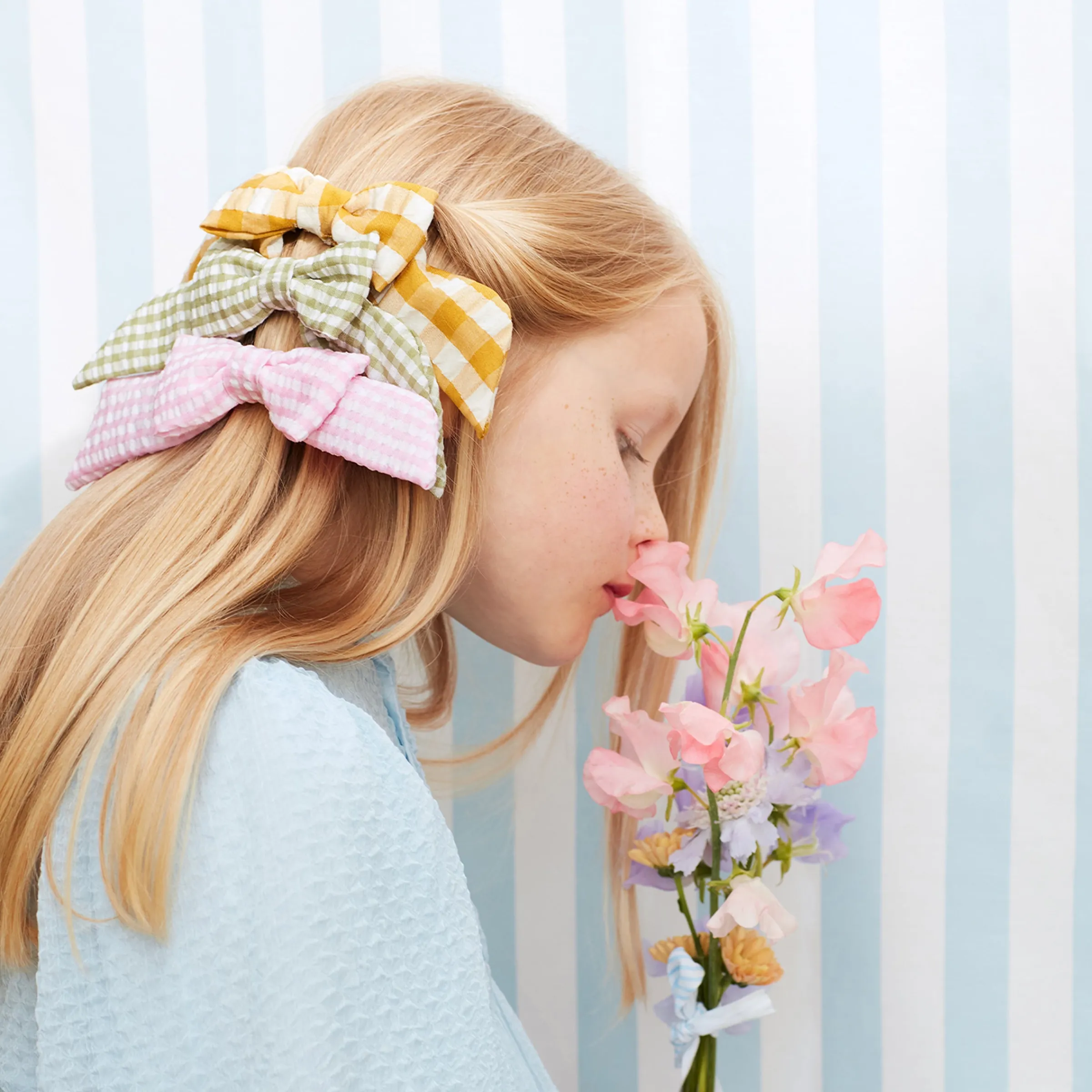 Gingham Hair Bows (x 6)>Meri Meri Sale