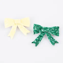 Glitter Bow Hair Clips (x 4)><noscript><img width=