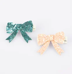 Glitter Bow Hair Clips (x 4)><noscript><img width=