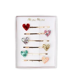 Glitter Heart Hair Slides (x 6)>Meri Meri Online