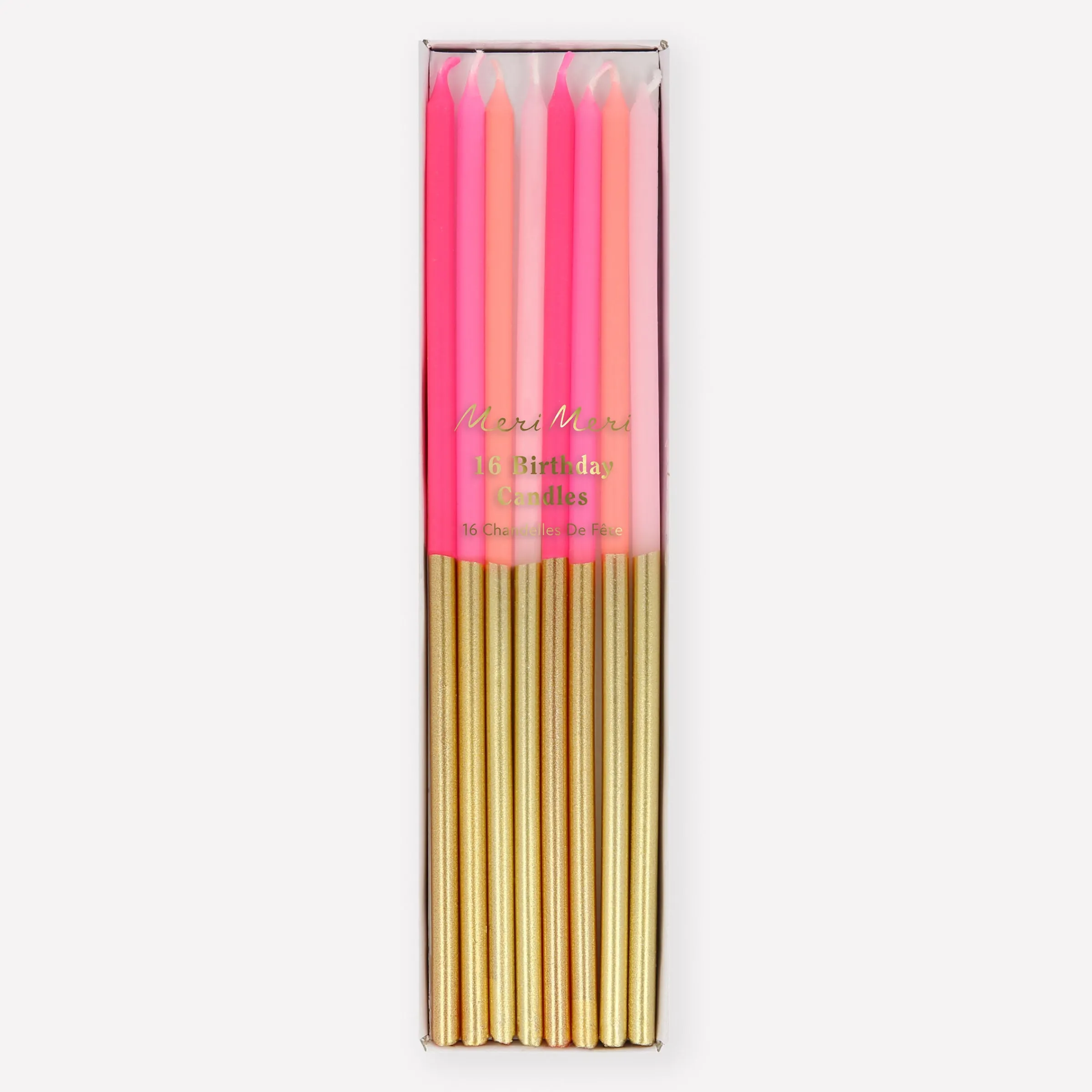 Gold Dipped Pink Mix Candles (x 16)>Meri Meri Best