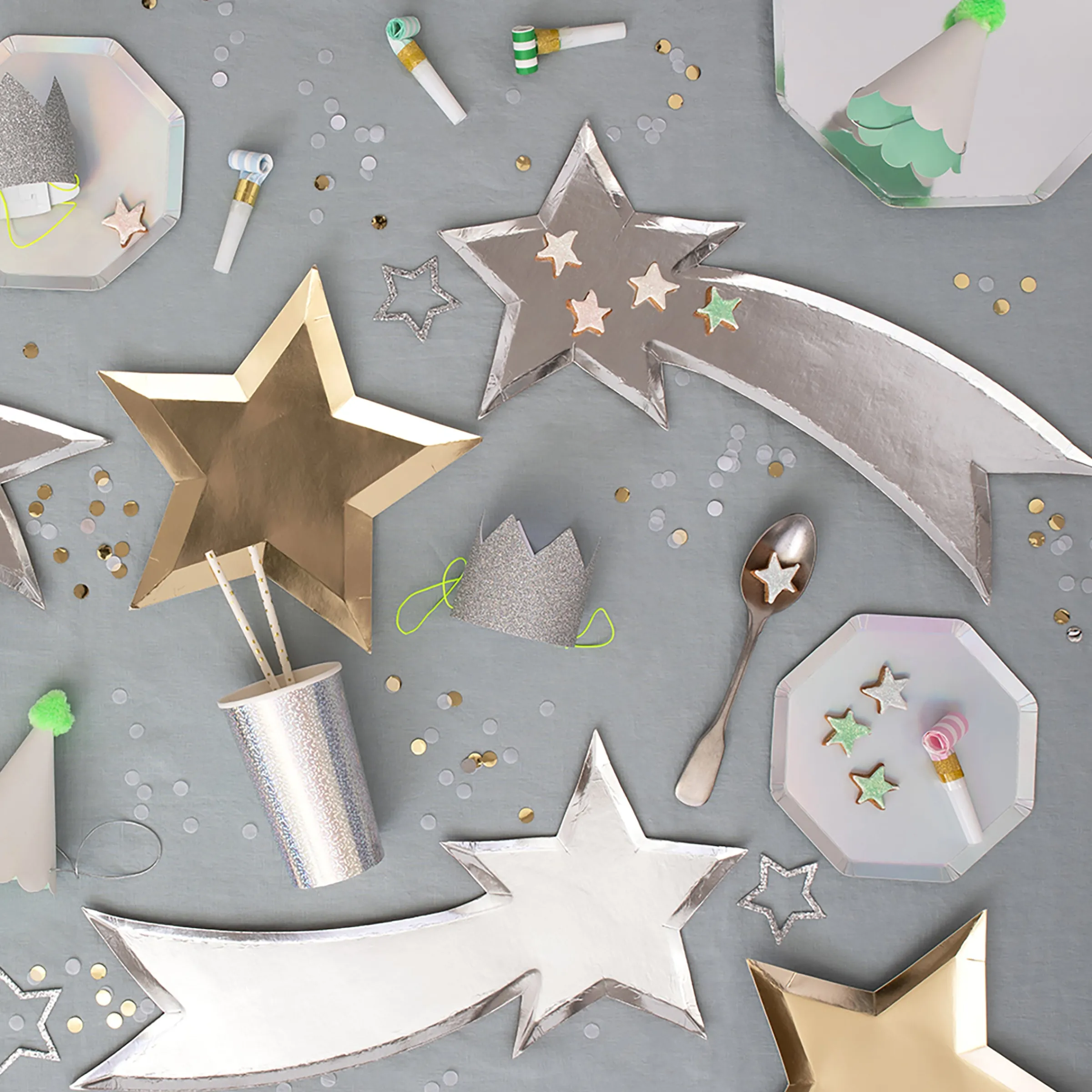 Gold Foil Star Plates (x 8)>Meri Meri New