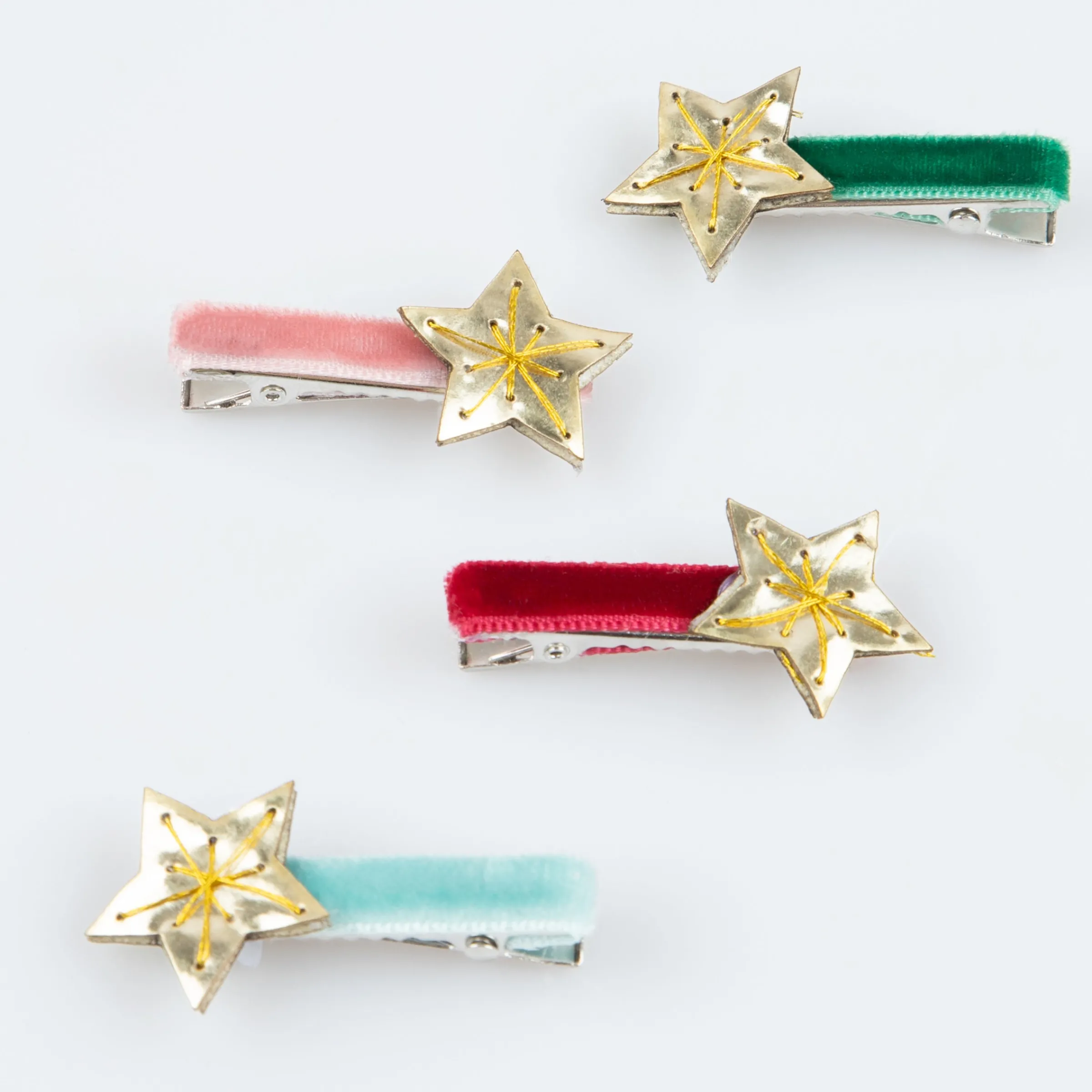 Gold Star Hair Clips (x 8)>Meri Meri Outlet