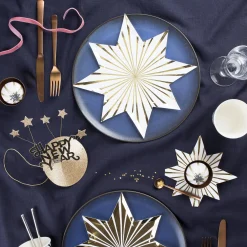 Gold Stripe Star Plates (x 8)>Meri Meri Sale
