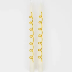 Gold Swirl Taper Candles (x 2)><noscript><img width=