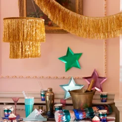Gold Tinsel Chandelier><noscript><img width=