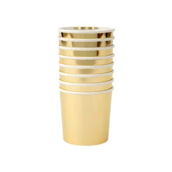 Gold Tumbler Cups (x 8)>Meri Meri Clearance